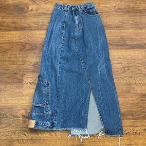 Simonett denim maxi asymmetrical skirt